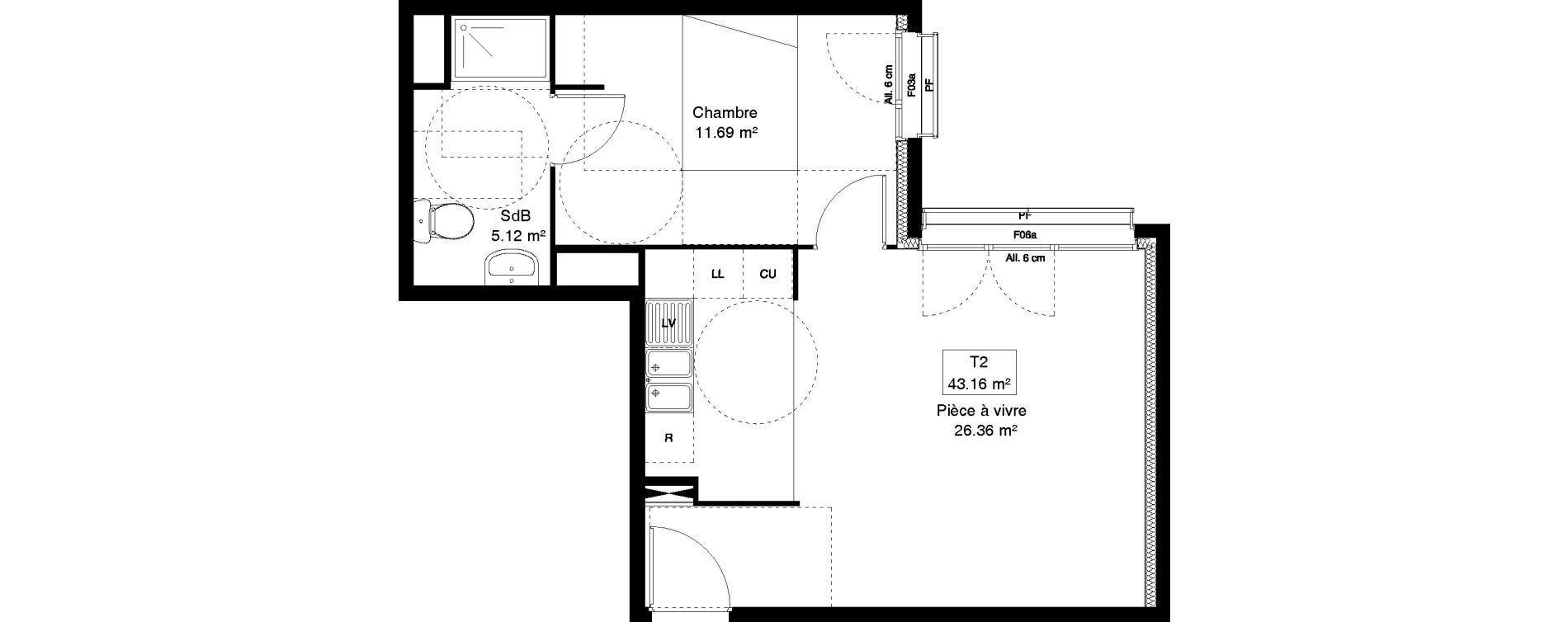 Appartement T2 de 43,16 m2 &agrave; M&eacute;ry-Sur-Oise Centre