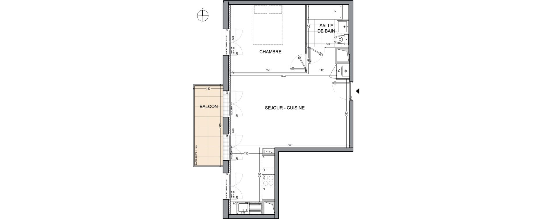 Appartement T2 de 43,44 m2 &agrave; Moisselles Centre
