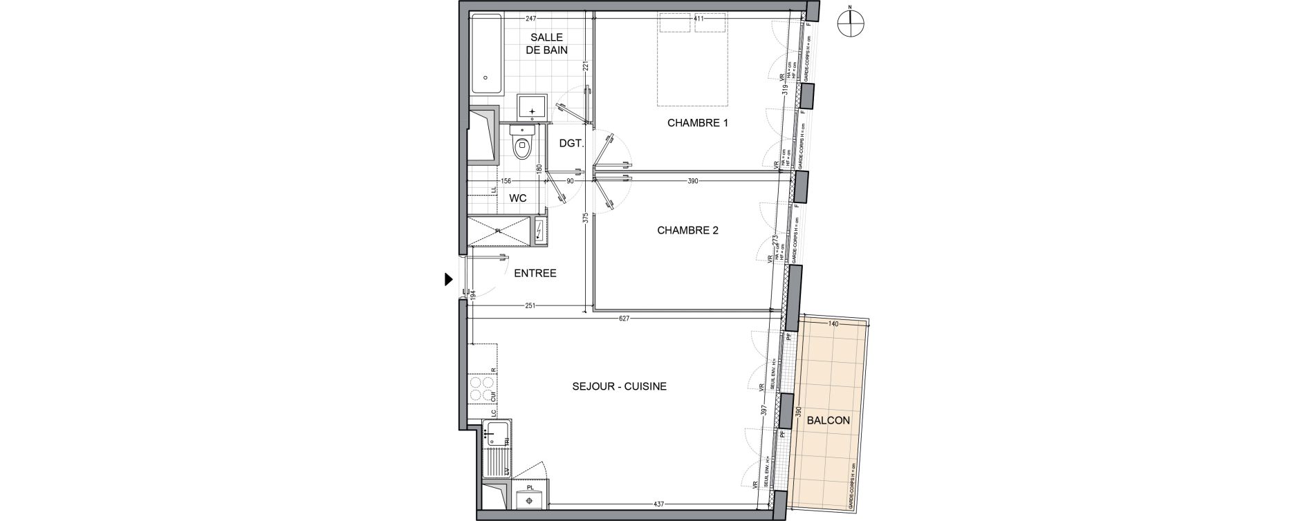 Appartement T3 de 60,44 m2 &agrave; Moisselles Centre