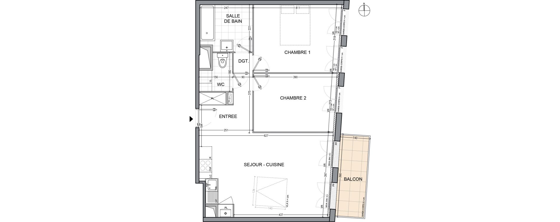 Appartement T3 de 60,44 m2 &agrave; Moisselles Centre