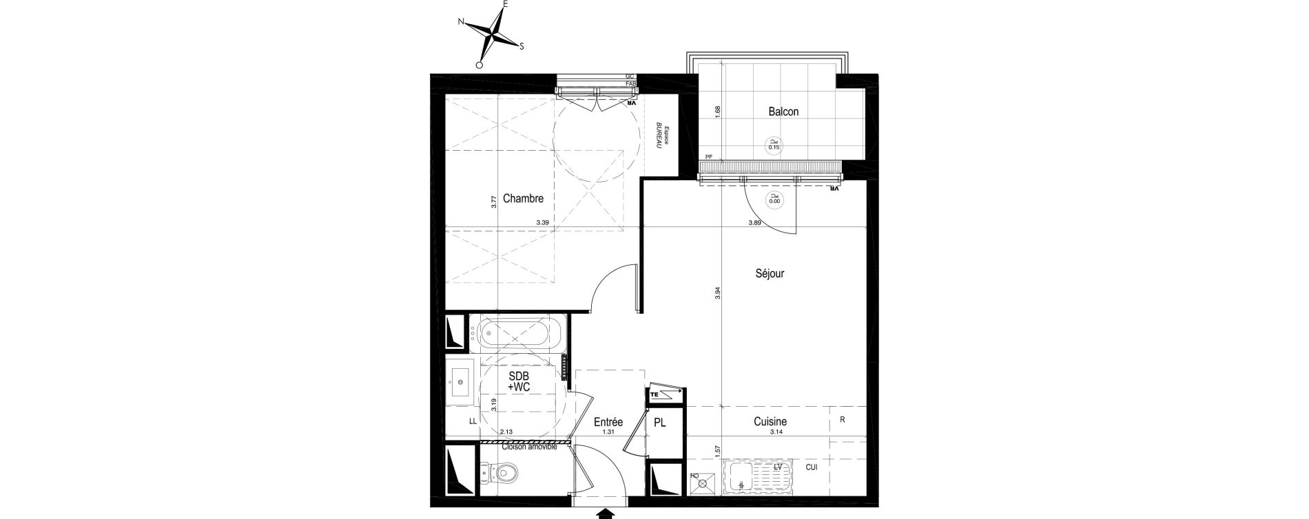 Appartement T2 de 44,31 m2 &agrave; Moisselles Centre