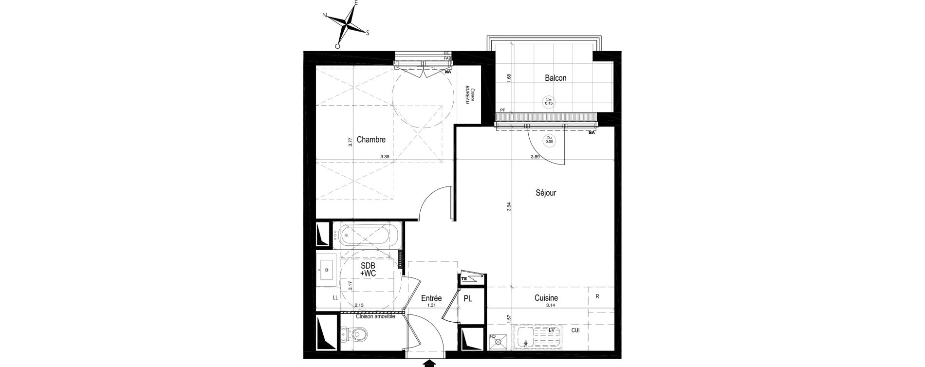 Appartement T2 de 44,31 m2 &agrave; Moisselles Centre