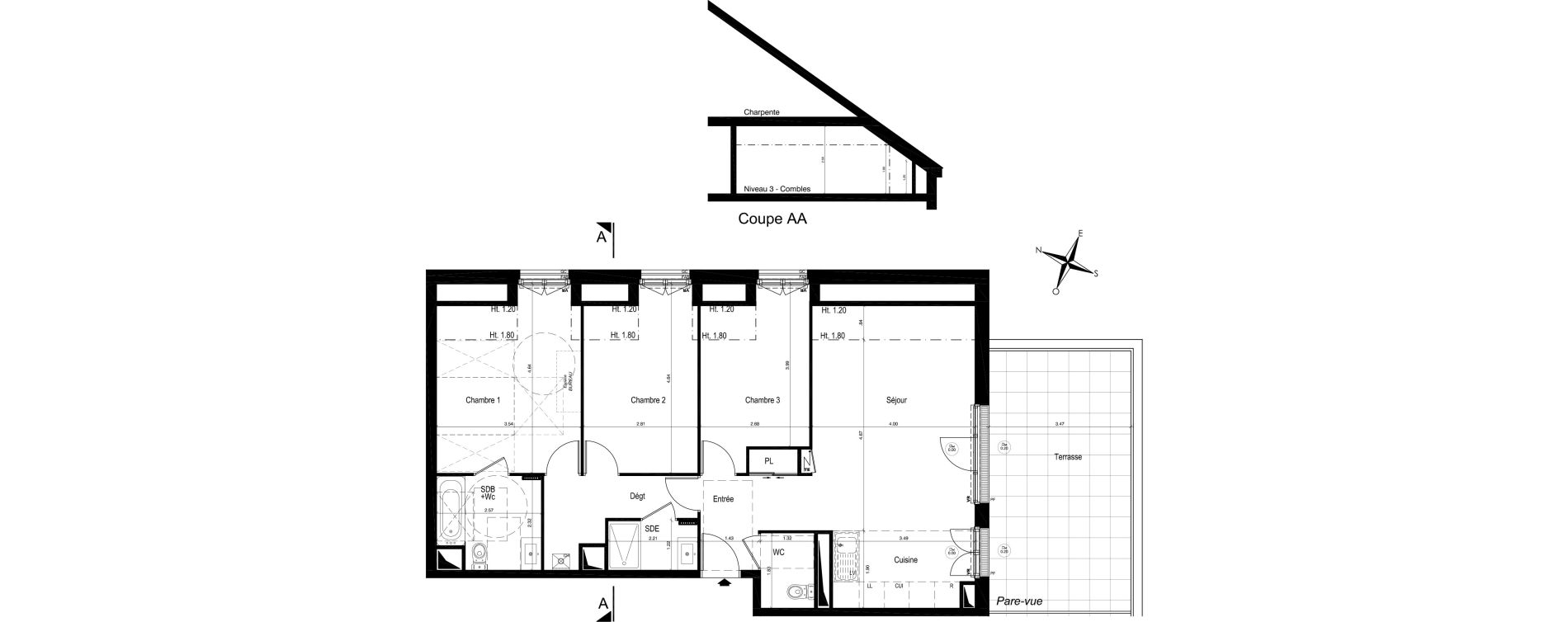 Appartement T4 de 81,01 m2 &agrave; Moisselles Centre