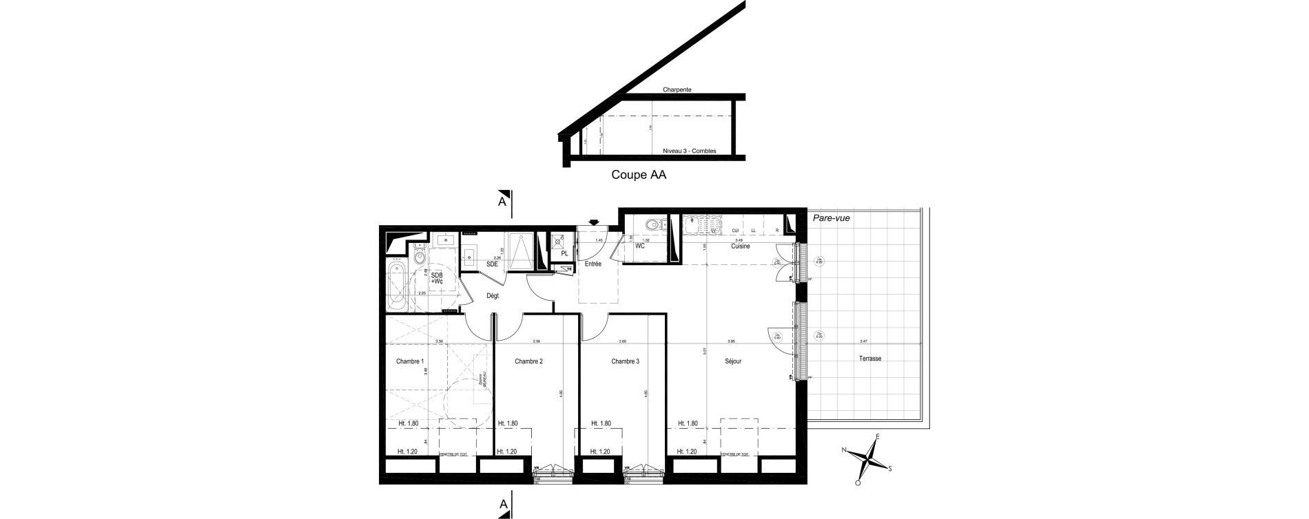 Appartement T4 de 78,27 m2 &agrave; Moisselles Centre
