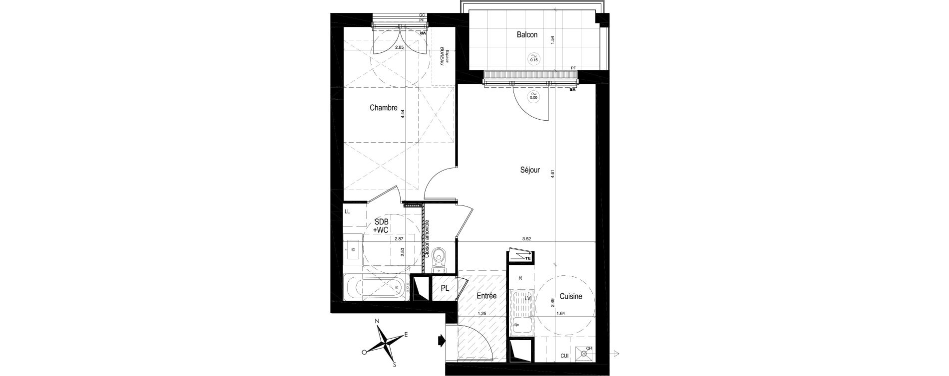 Appartement T2 de 43,55 m2 &agrave; Moisselles Centre