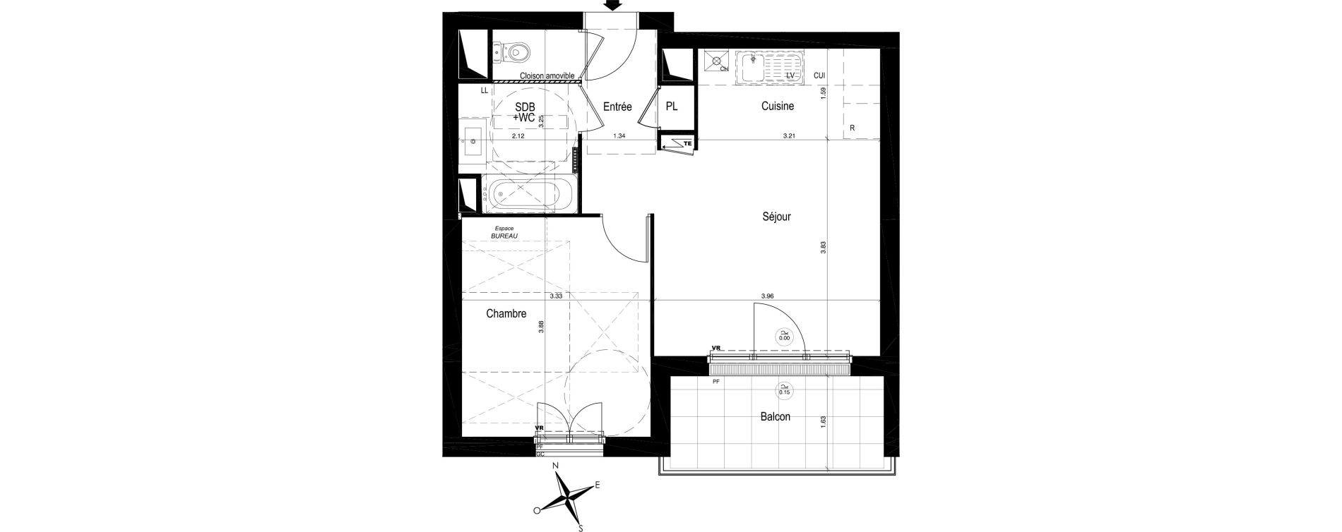 Appartement T2 de 43,92 m2 &agrave; Moisselles Centre