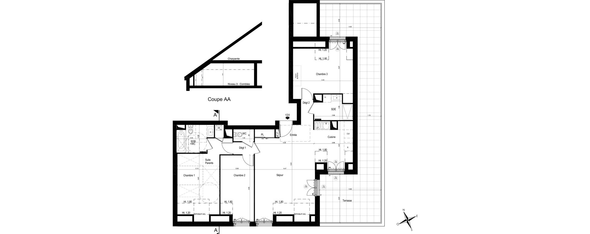 Appartement T4 de 89,60 m2 &agrave; Moisselles Centre