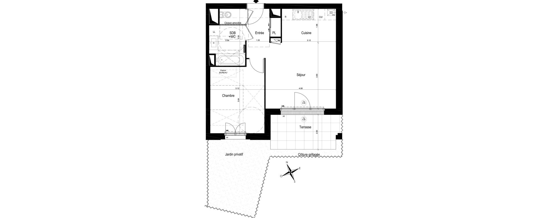 Appartement T2 de 44,28 m2 &agrave; Moisselles Centre