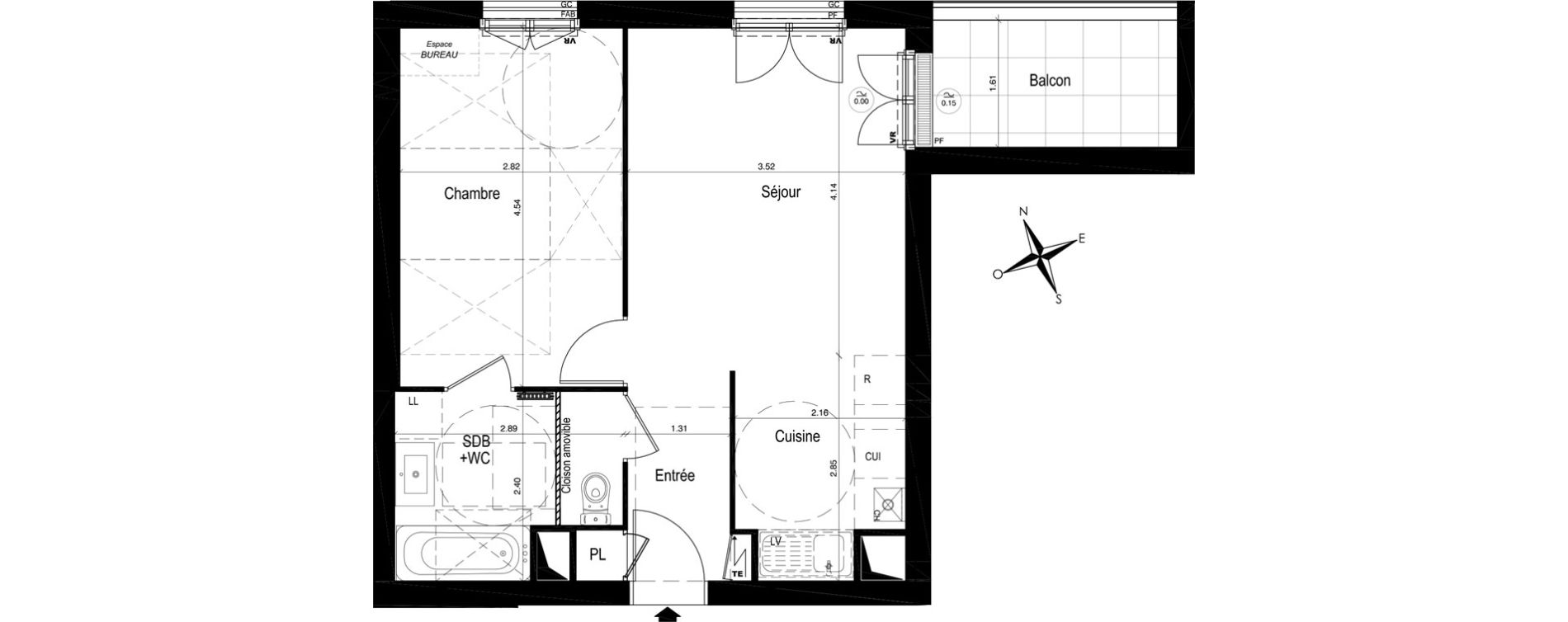 Appartement T2 de 43,14 m2 &agrave; Moisselles Centre