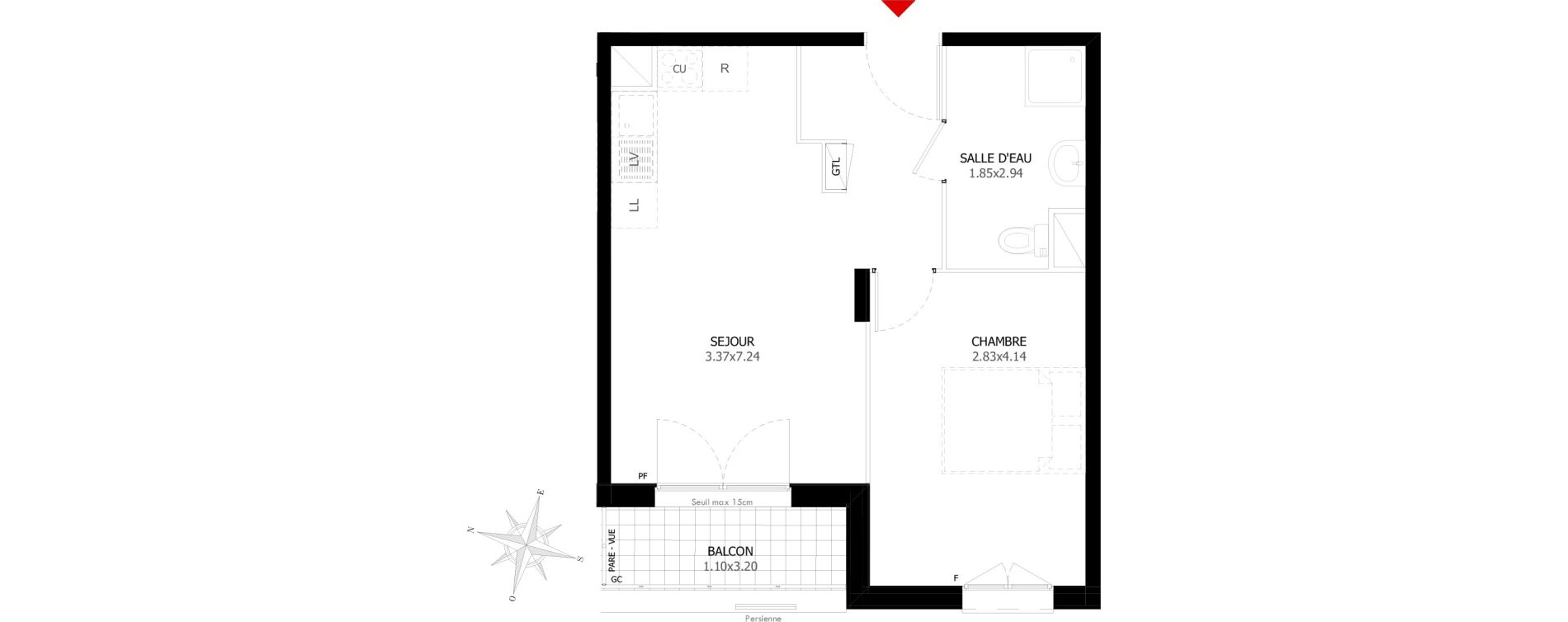 Appartement T2 de 38,50 m2 &agrave; Montigny-L&egrave;s-Cormeilles Gare montigny - beauchamp
