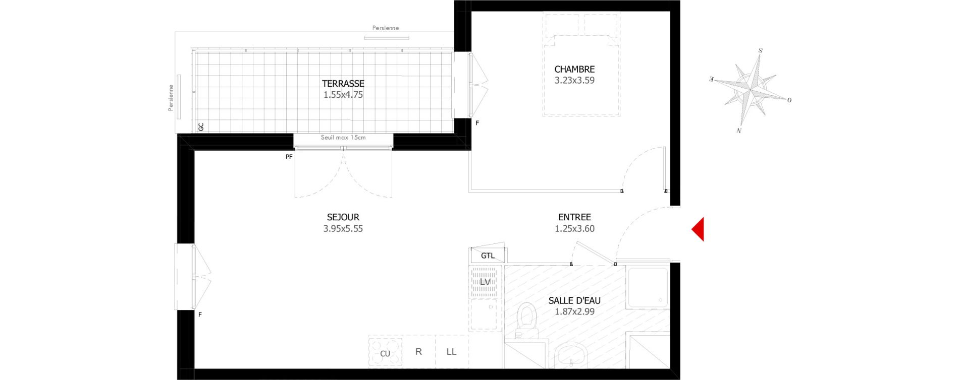 Appartement T2 de 41,29 m2 &agrave; Montigny-L&egrave;s-Cormeilles Gare montigny - beauchamp