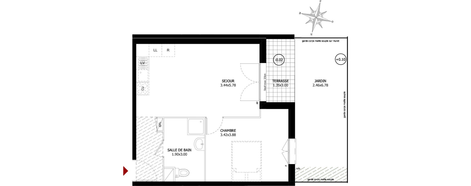 Appartement T2 de 41,02 m2 &agrave; Montigny-L&egrave;s-Cormeilles Gare montigny - beauchamp