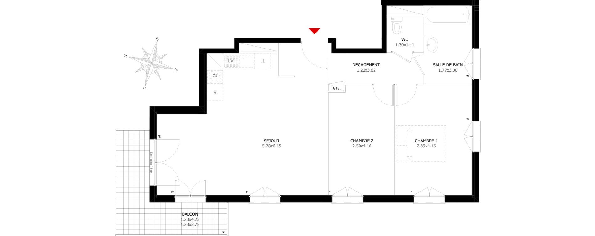 Appartement T3 de 64,34 m2 &agrave; Montigny-L&egrave;s-Cormeilles Gare montigny - beauchamp