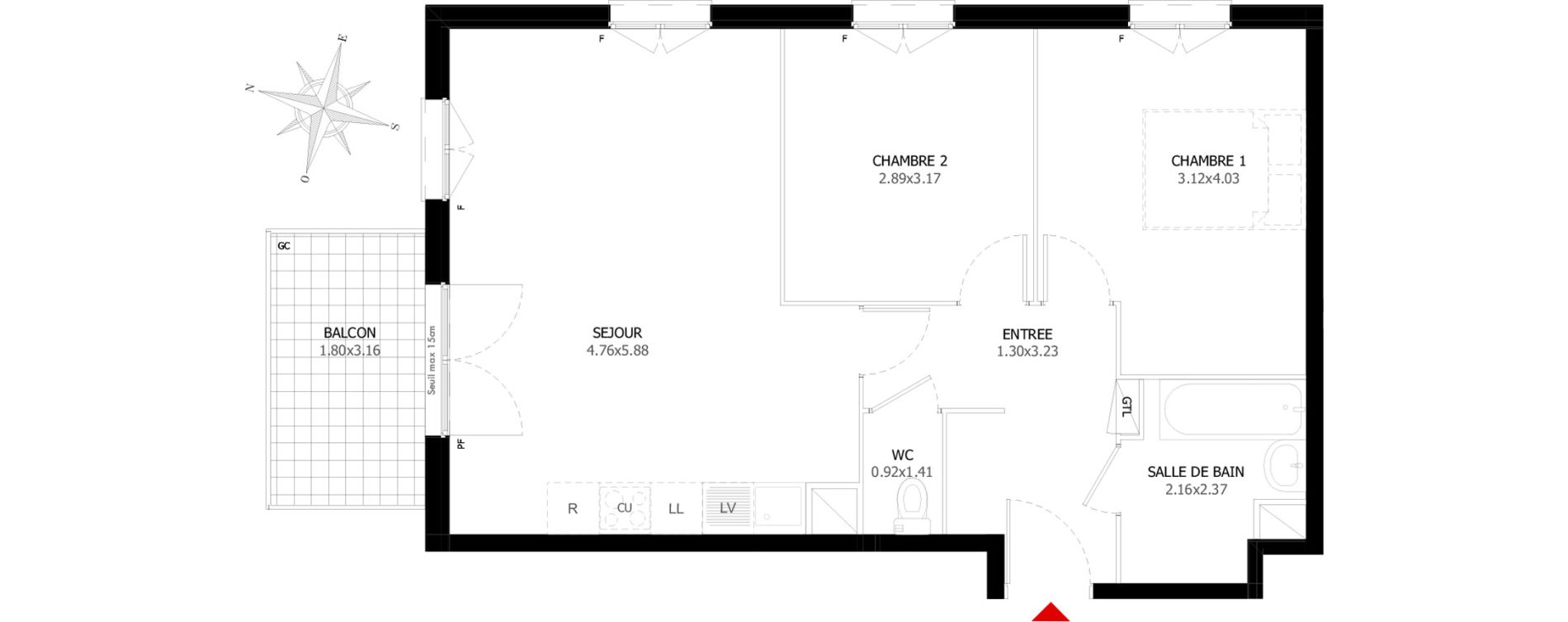 Appartement T3 de 58,30 m2 &agrave; Montigny-L&egrave;s-Cormeilles Gare montigny - beauchamp