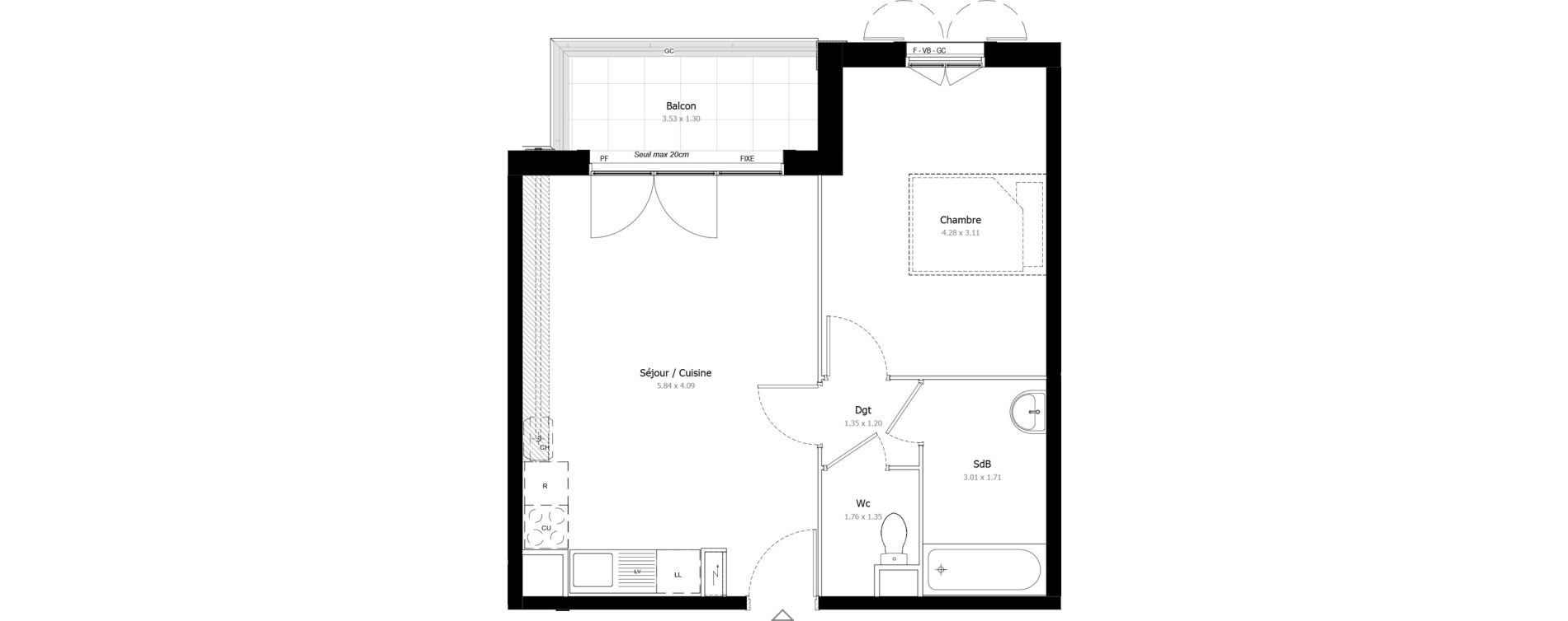 Appartement T2 de 45,02 m2 &agrave; Montigny-L&egrave;s-Cormeilles Frances - copistes