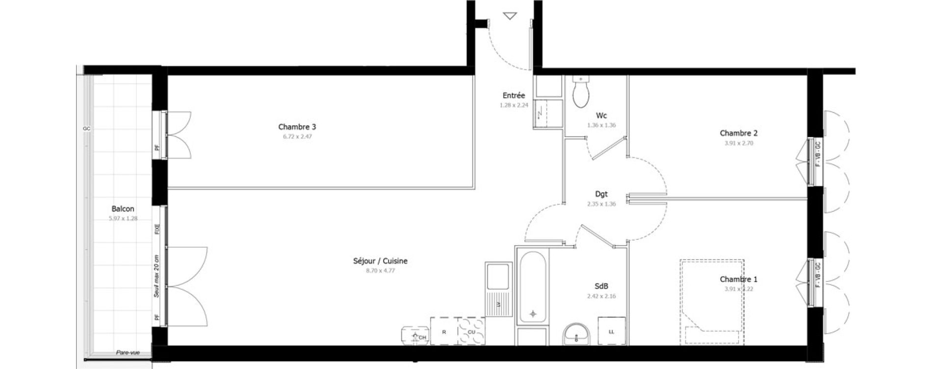 Appartement T4 de 82,84 m2 &agrave; Montigny-L&egrave;s-Cormeilles Frances - copistes