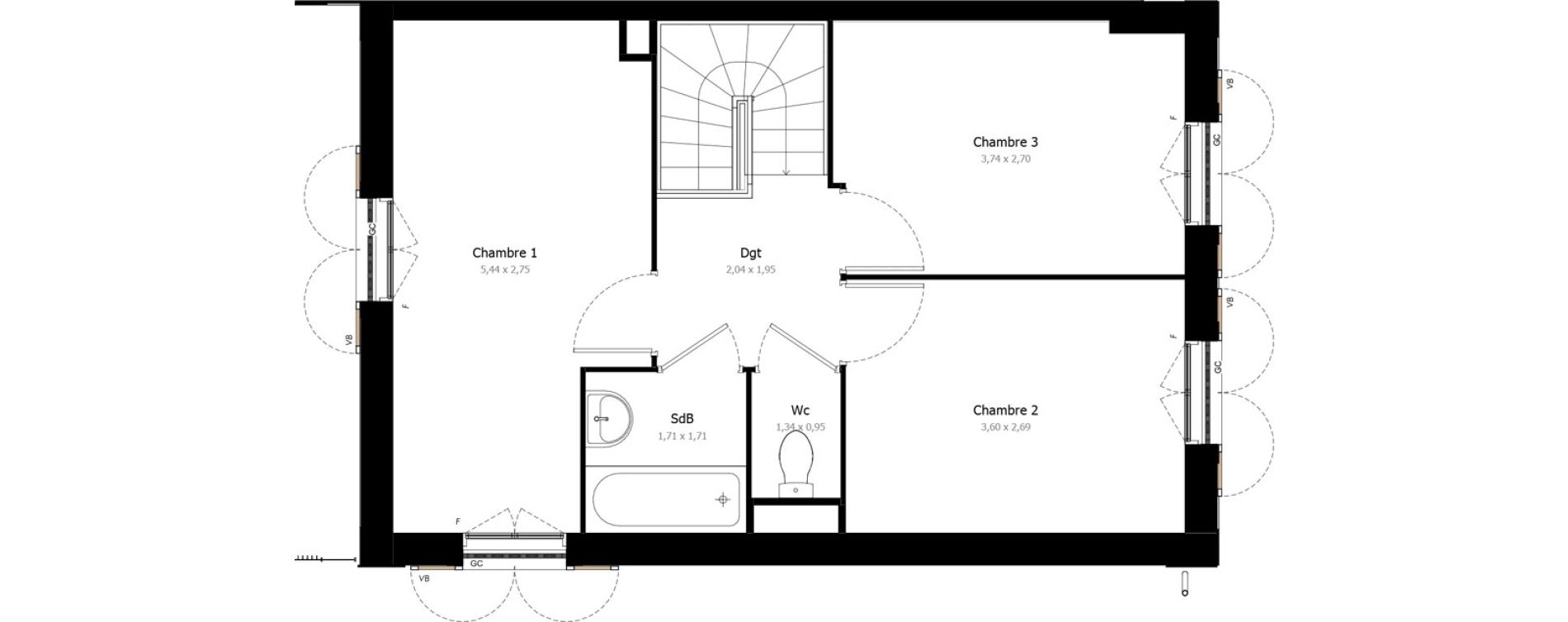 Appartement T4 de 82,88 m2 &agrave; Montigny-L&egrave;s-Cormeilles Frances - copistes