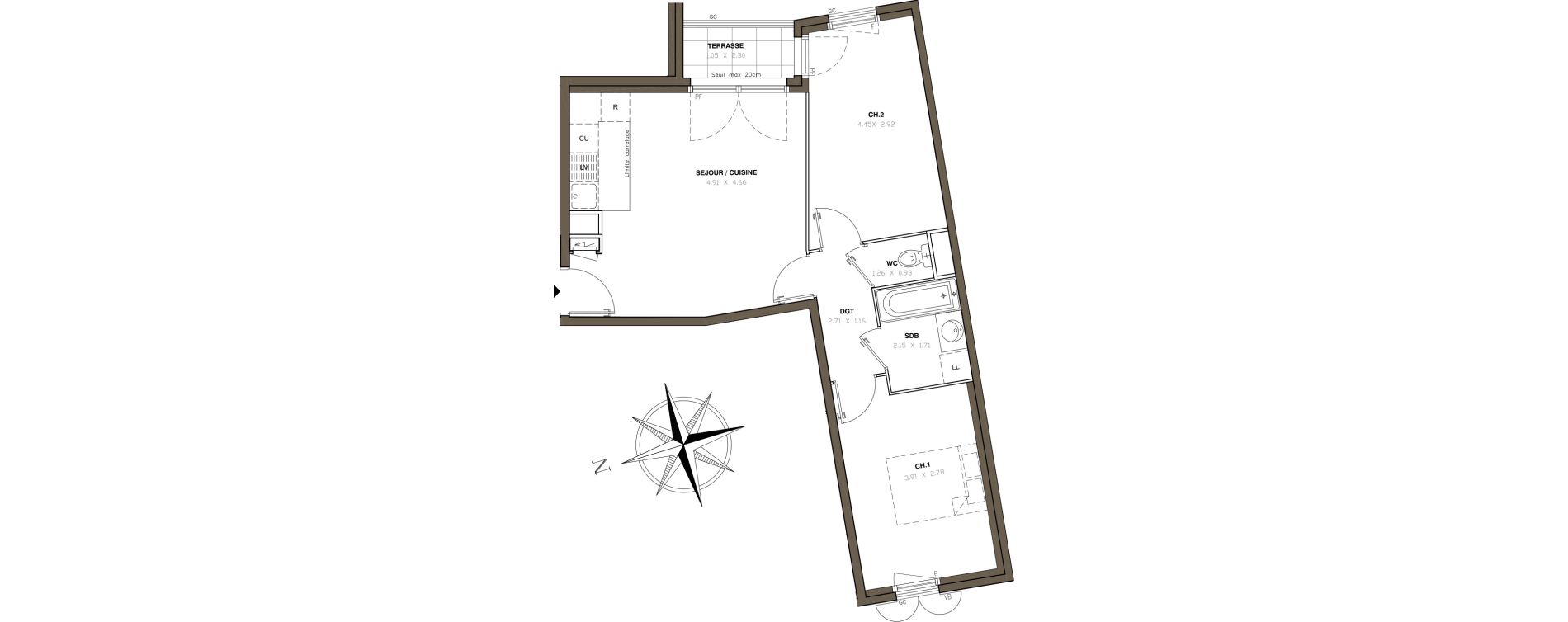 Appartement T3 de 52,69 m2 &agrave; Montigny-L&egrave;s-Cormeilles Centre