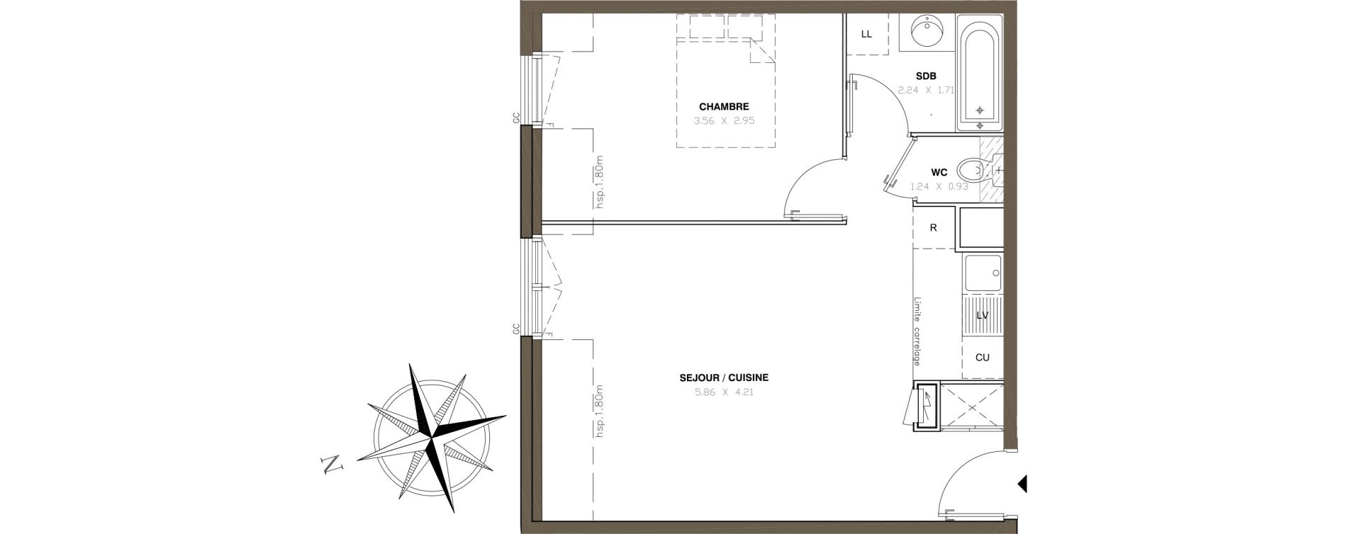 Appartement T2 de 43,02 m2 &agrave; Montigny-L&egrave;s-Cormeilles Centre