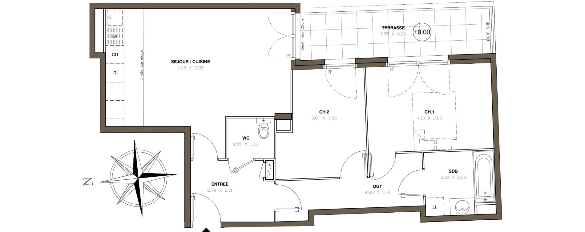 Appartement T3 de 62,85 m2 &agrave; Montigny-L&egrave;s-Cormeilles Centre