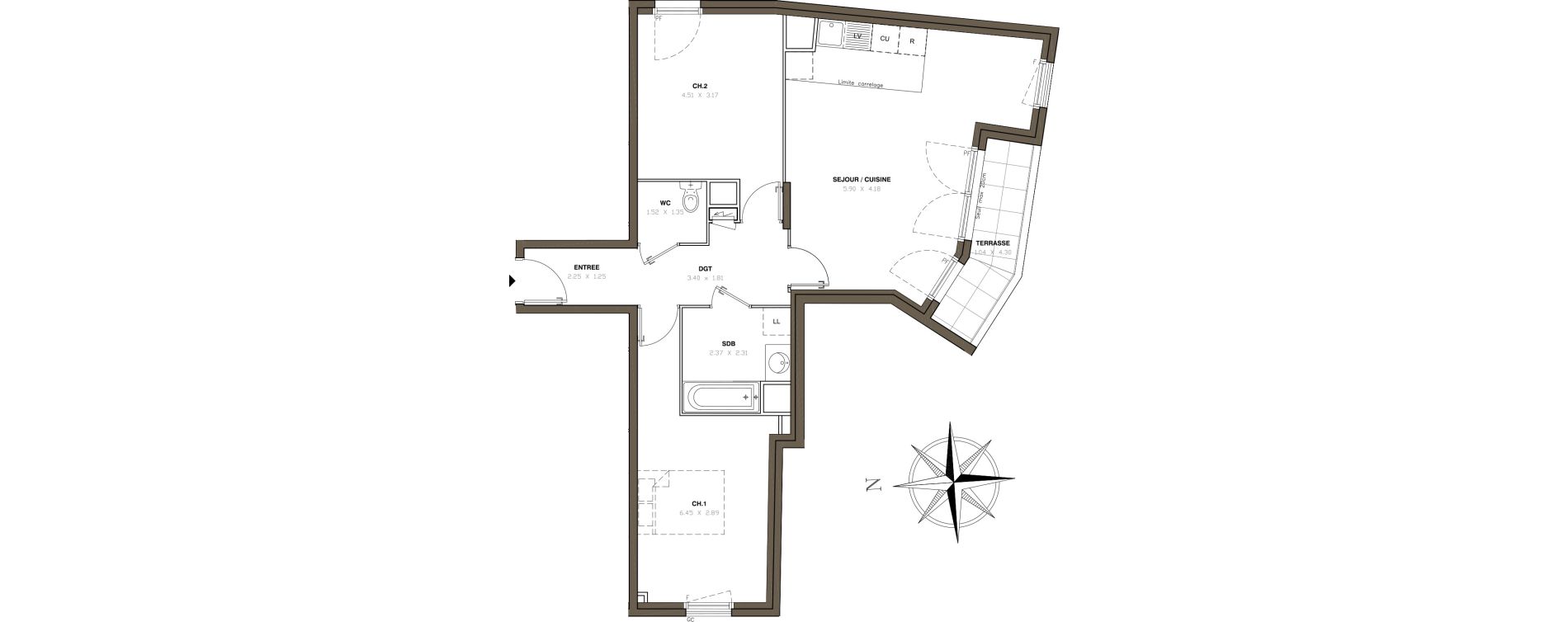 Appartement T3 de 66,65 m2 &agrave; Montigny-L&egrave;s-Cormeilles Centre