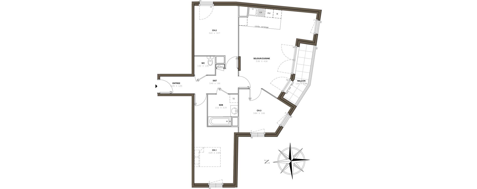 Appartement T4 de 76,06 m2 &agrave; Montigny-L&egrave;s-Cormeilles Centre