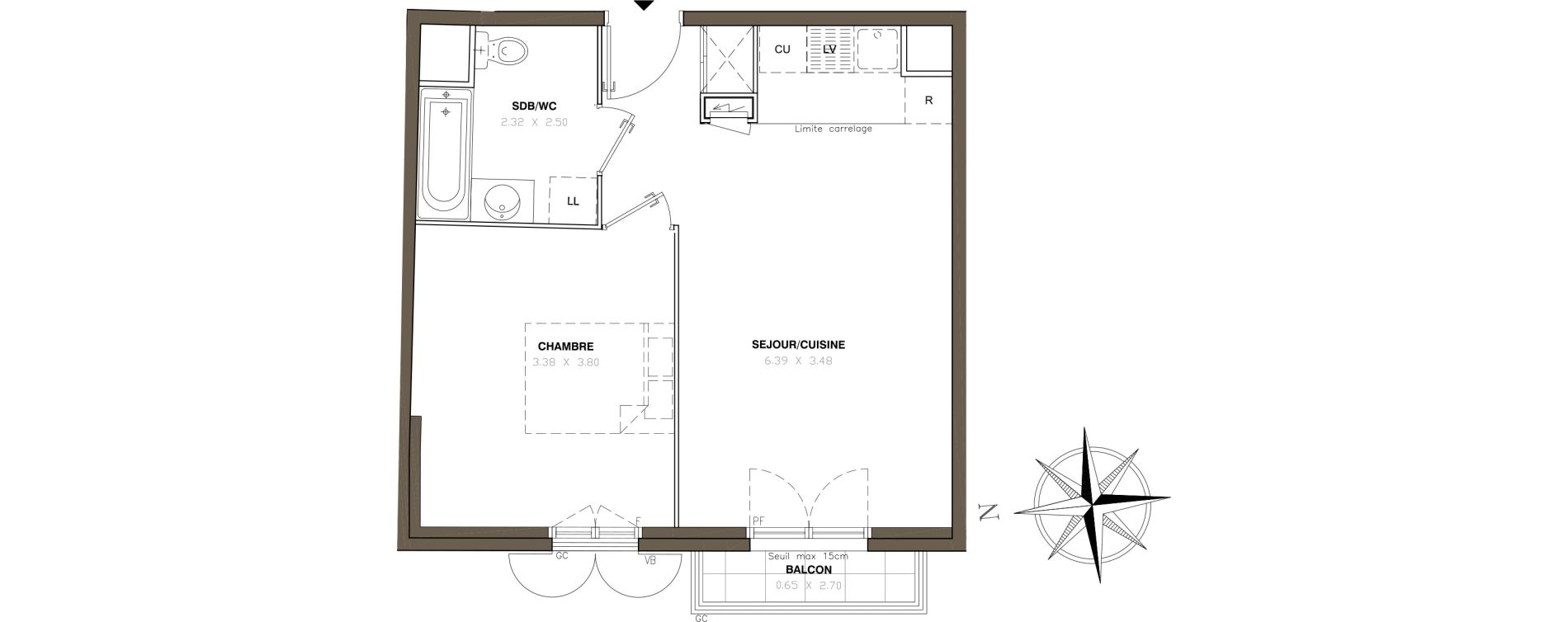 Appartement T2 de 41,83 m2 &agrave; Montigny-L&egrave;s-Cormeilles Centre