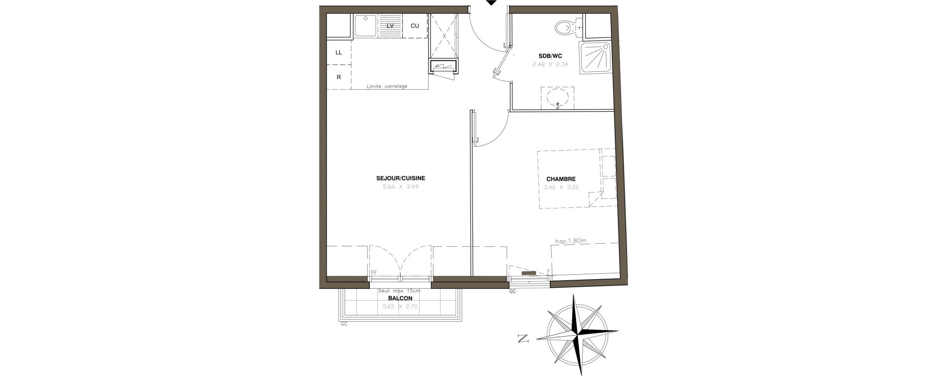 Appartement T2 de 39,96 m2 &agrave; Montigny-L&egrave;s-Cormeilles Centre