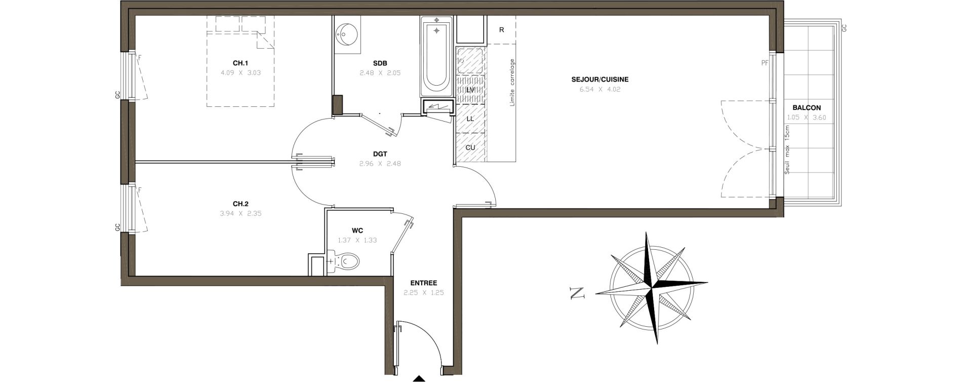 Appartement T3 de 62,89 m2 &agrave; Montigny-L&egrave;s-Cormeilles Centre