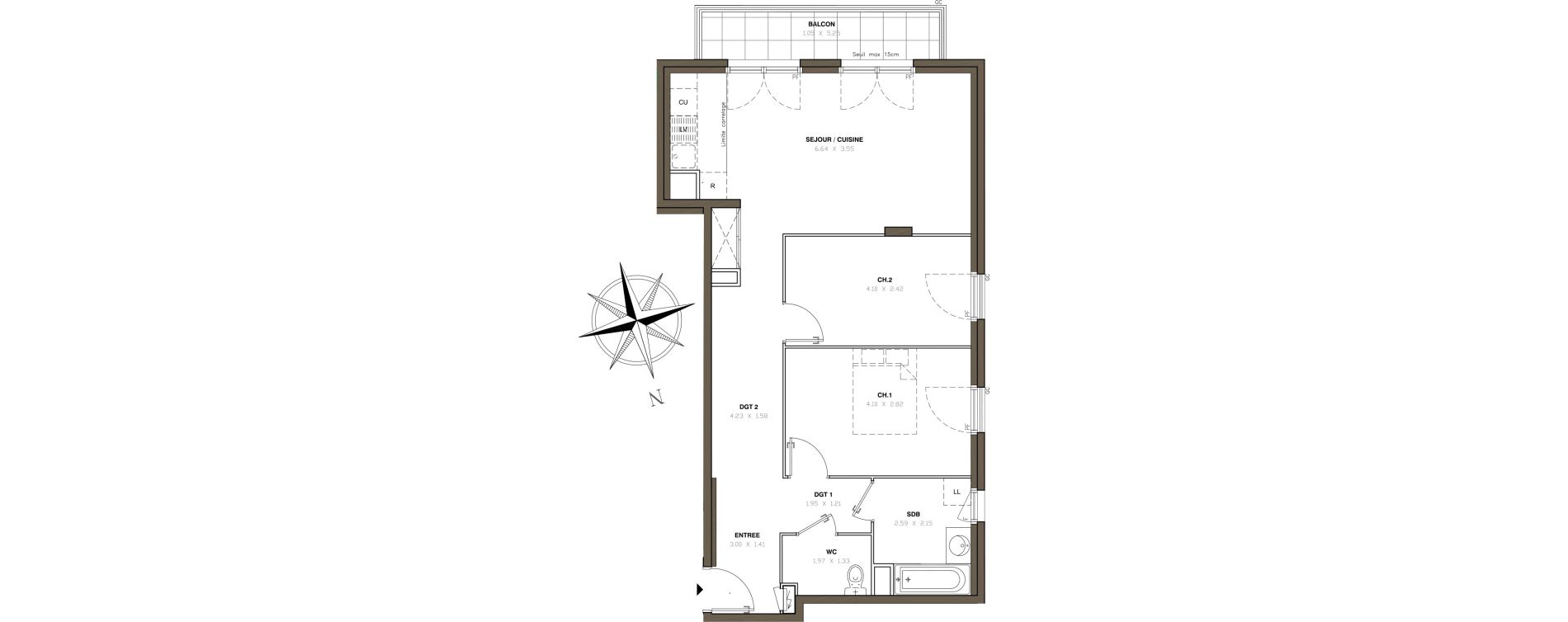 Appartement T3 de 66,45 m2 &agrave; Montigny-L&egrave;s-Cormeilles Centre