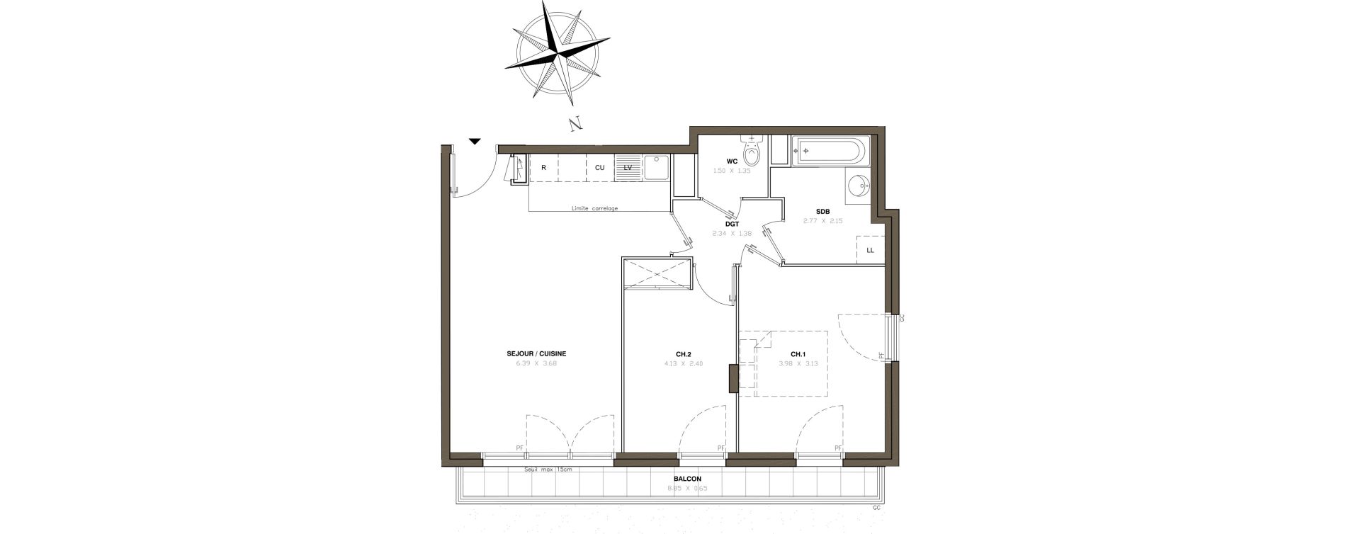 Appartement T3 de 58,29 m2 &agrave; Montigny-L&egrave;s-Cormeilles Centre