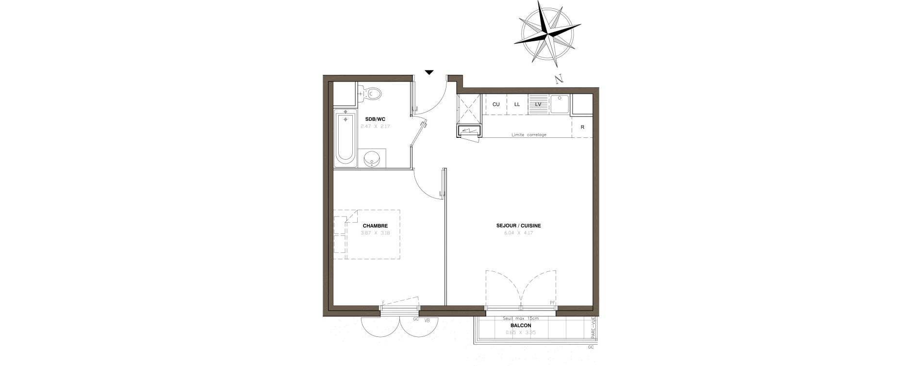 Appartement T2 de 44,23 m2 &agrave; Montigny-L&egrave;s-Cormeilles Centre