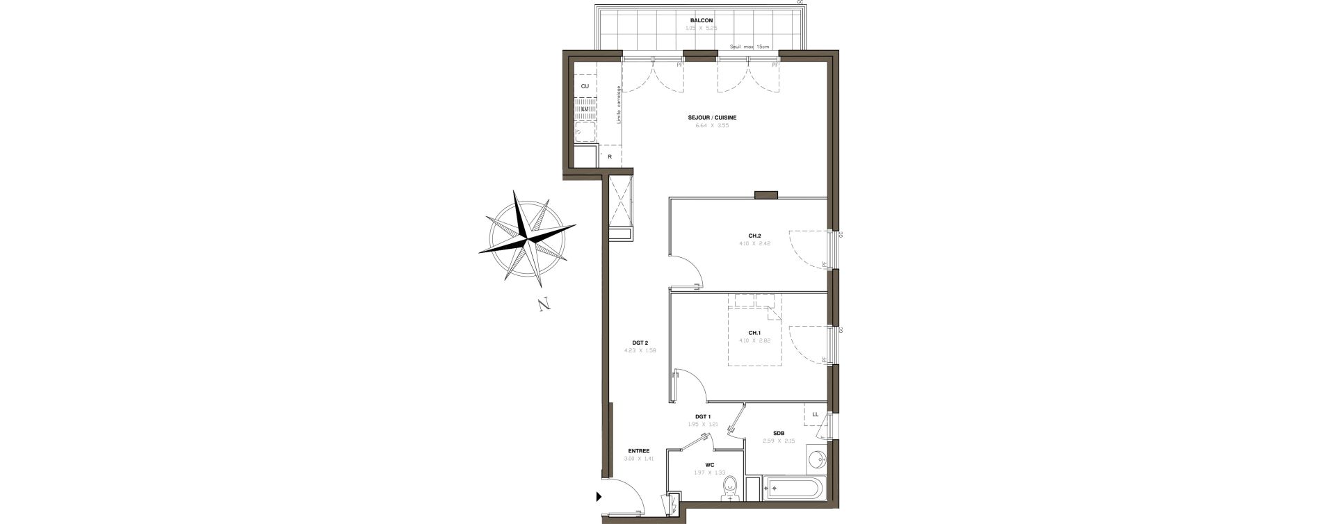 Appartement T3 de 66,45 m2 &agrave; Montigny-L&egrave;s-Cormeilles Centre