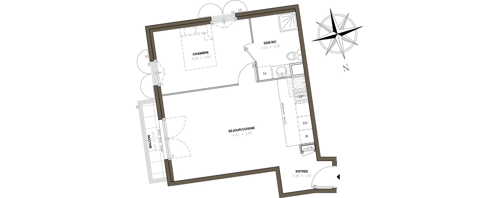 Appartement T2 de 44,98 m2 &agrave; Montigny-L&egrave;s-Cormeilles Centre