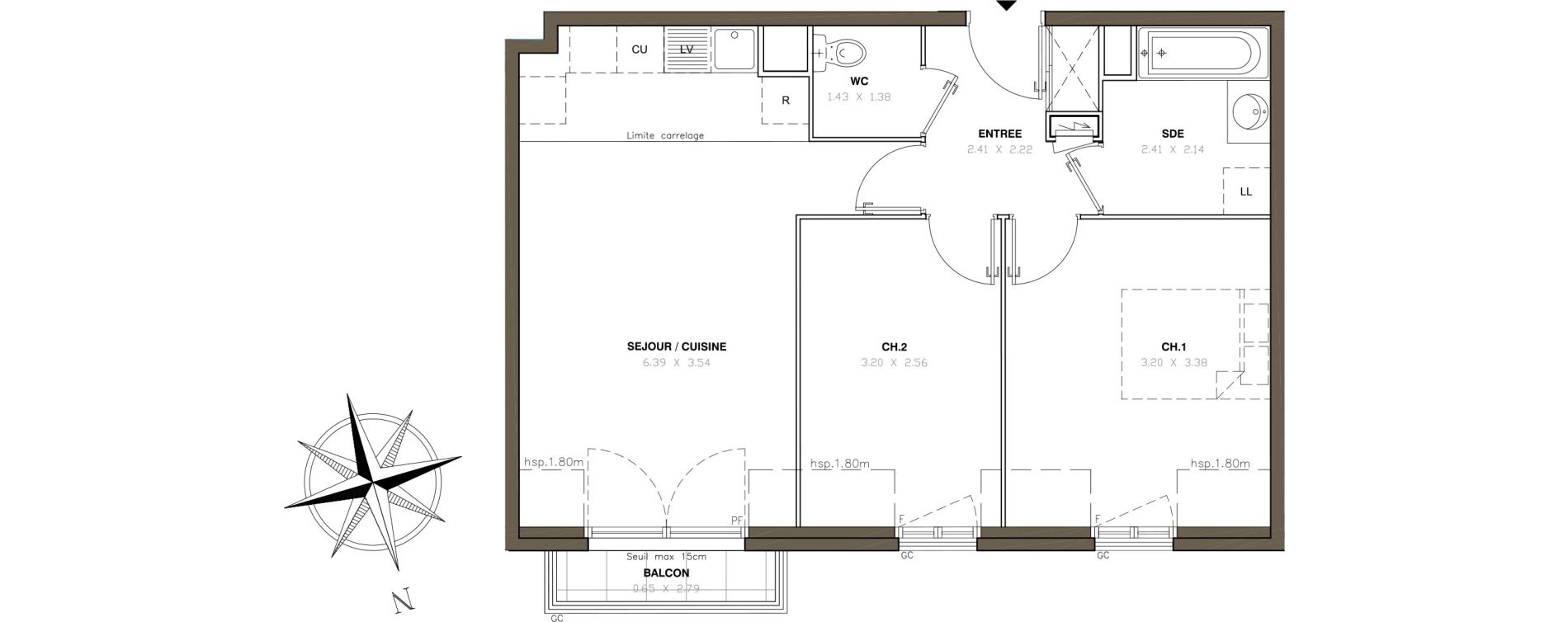 Appartement T3 de 55,28 m2 &agrave; Montigny-L&egrave;s-Cormeilles Centre
