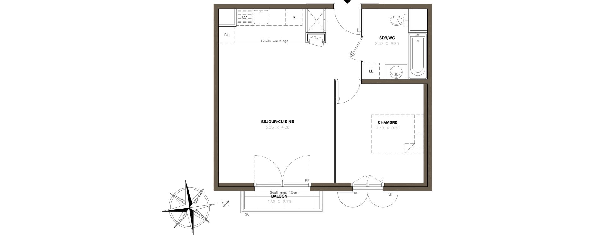 Appartement T2 de 45,69 m2 &agrave; Montigny-L&egrave;s-Cormeilles Centre
