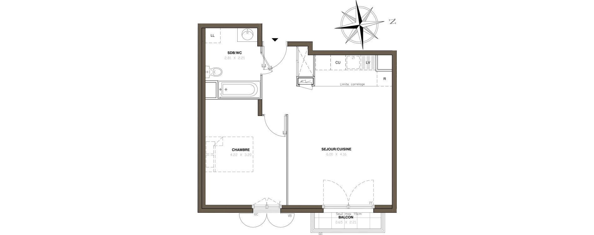 Appartement T2 de 45,98 m2 &agrave; Montigny-L&egrave;s-Cormeilles Centre