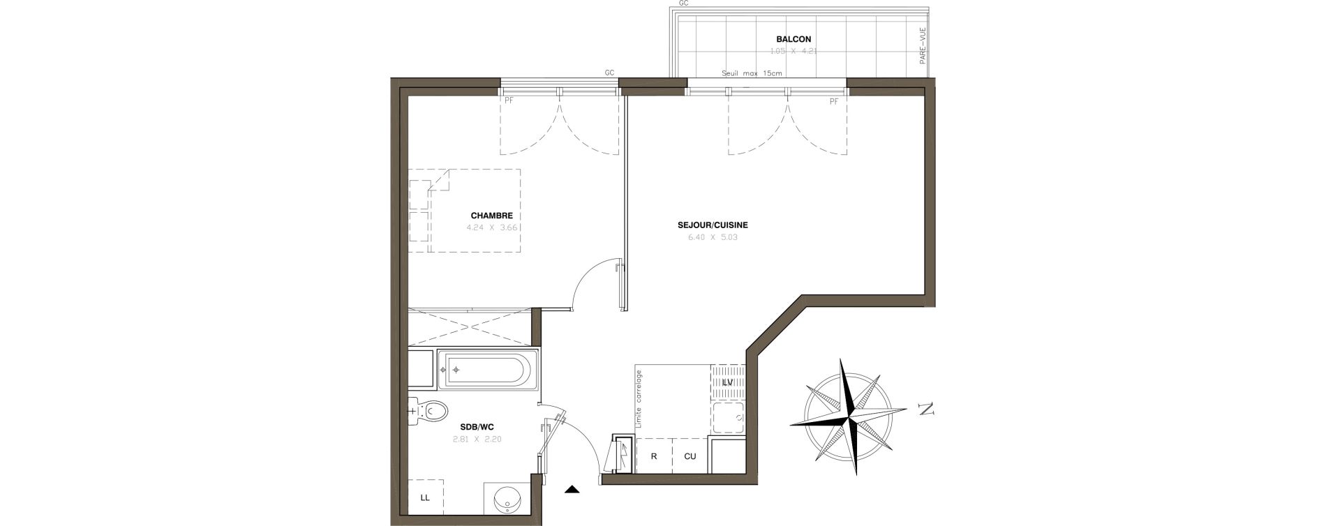 Appartement T2 de 47,08 m2 &agrave; Montigny-L&egrave;s-Cormeilles Centre