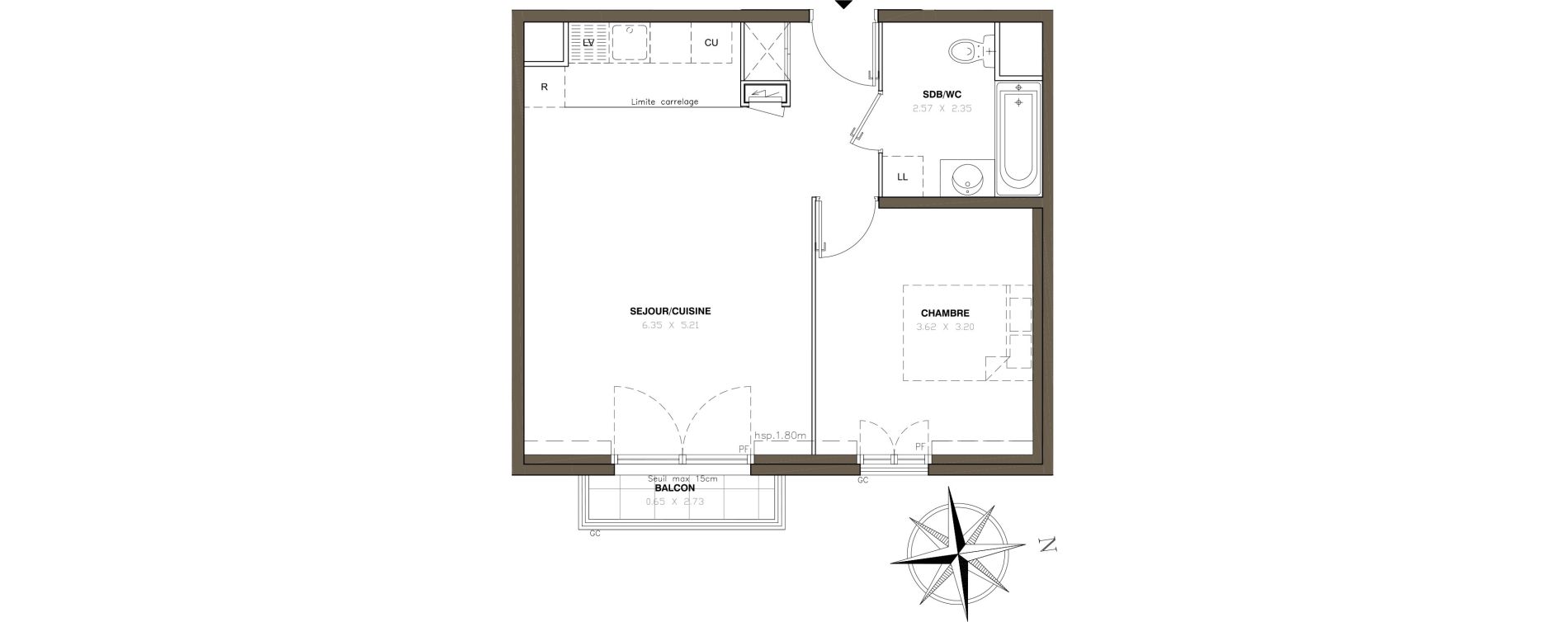 Appartement T2 de 44,83 m2 &agrave; Montigny-L&egrave;s-Cormeilles Centre