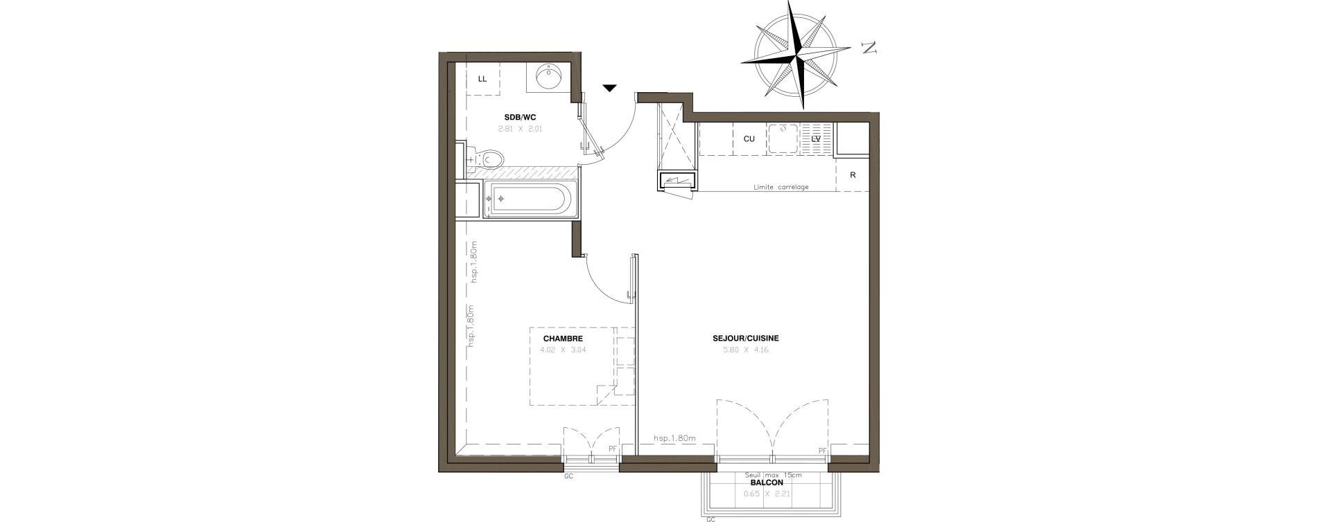 Appartement T2 de 43,91 m2 &agrave; Montigny-L&egrave;s-Cormeilles Centre