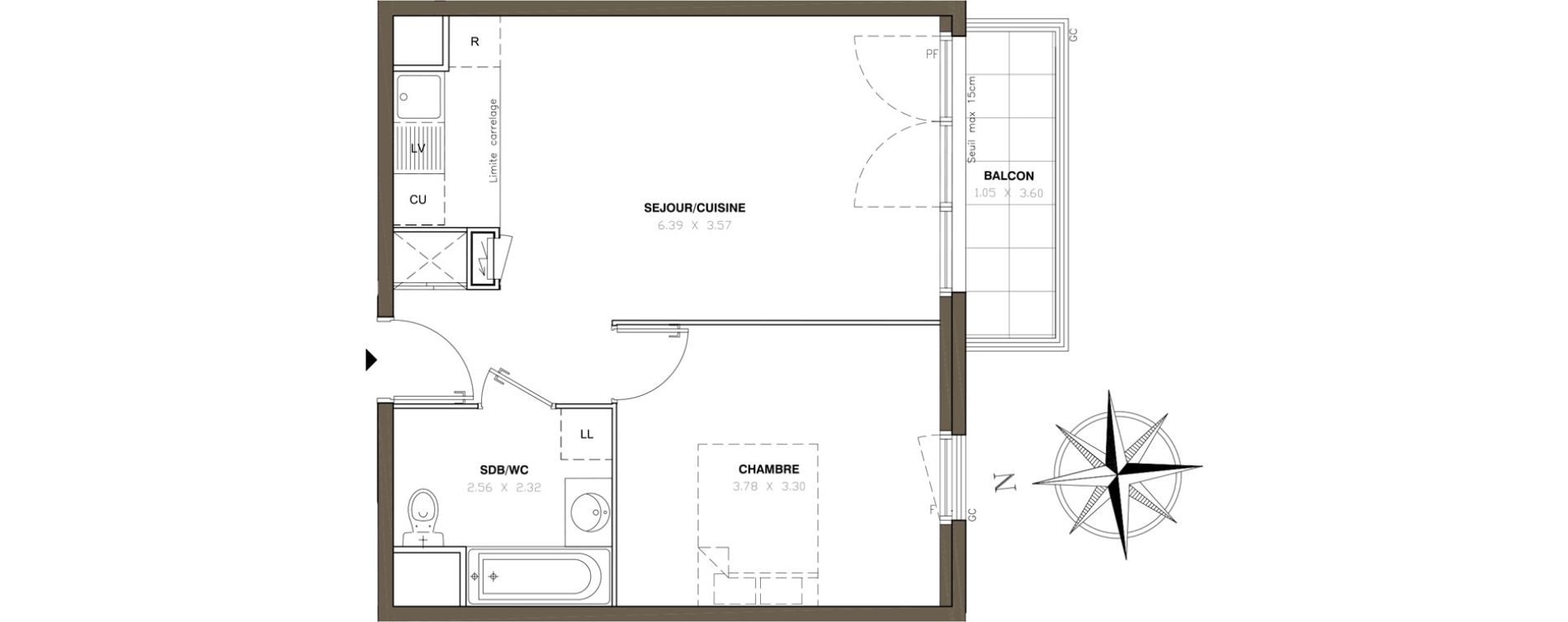 Appartement T2 de 42,40 m2 &agrave; Montigny-L&egrave;s-Cormeilles Centre