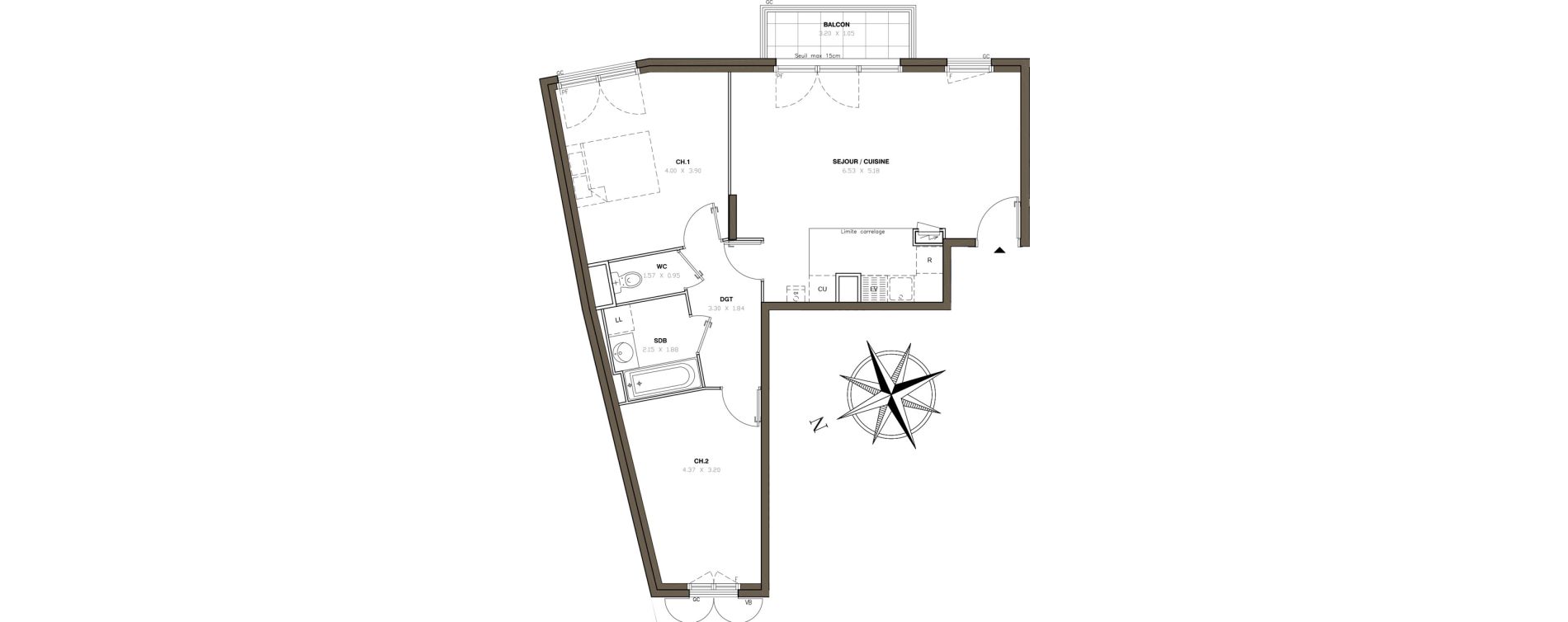 Appartement T3 de 65,75 m2 &agrave; Montigny-L&egrave;s-Cormeilles Centre