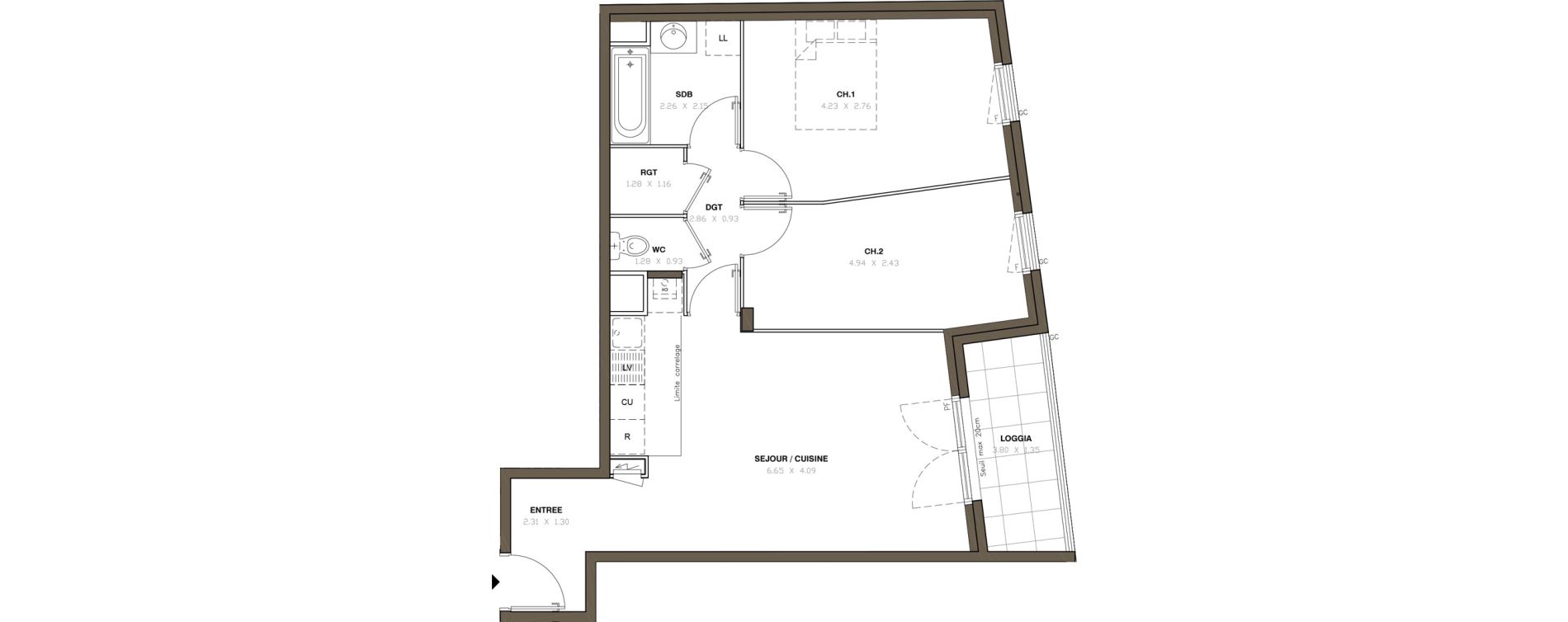 Appartement T3 de 61,29 m2 &agrave; Montigny-L&egrave;s-Cormeilles Centre