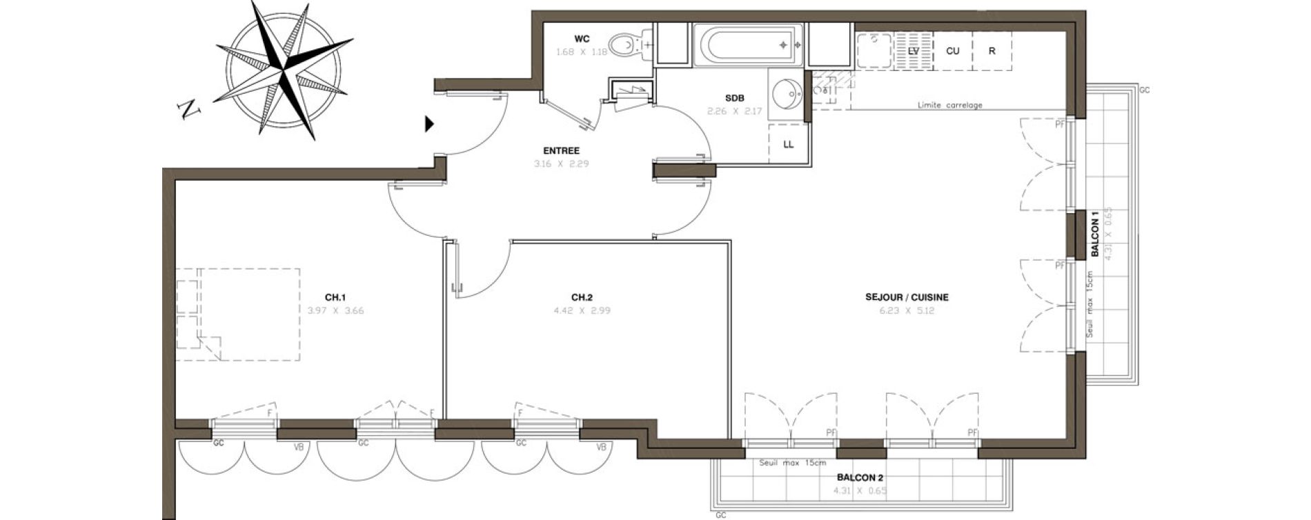 Appartement T3 de 70,13 m2 &agrave; Montigny-L&egrave;s-Cormeilles Centre