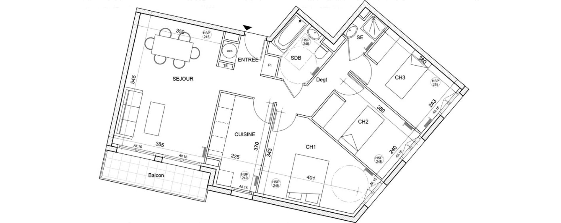 Appartement T4 de 73,96 m2 &agrave; Montigny-L&egrave;s-Cormeilles Village