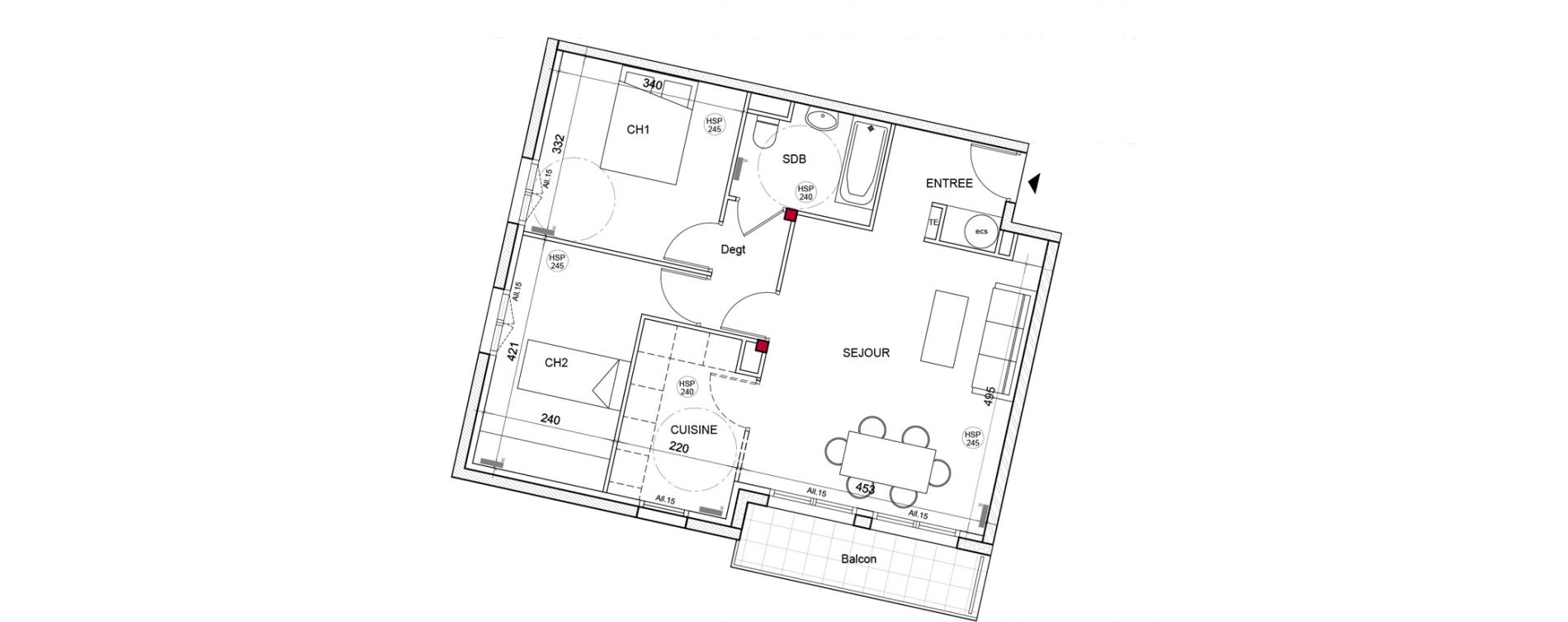 Appartement T3 de 63,31 m2 &agrave; Montigny-L&egrave;s-Cormeilles Village