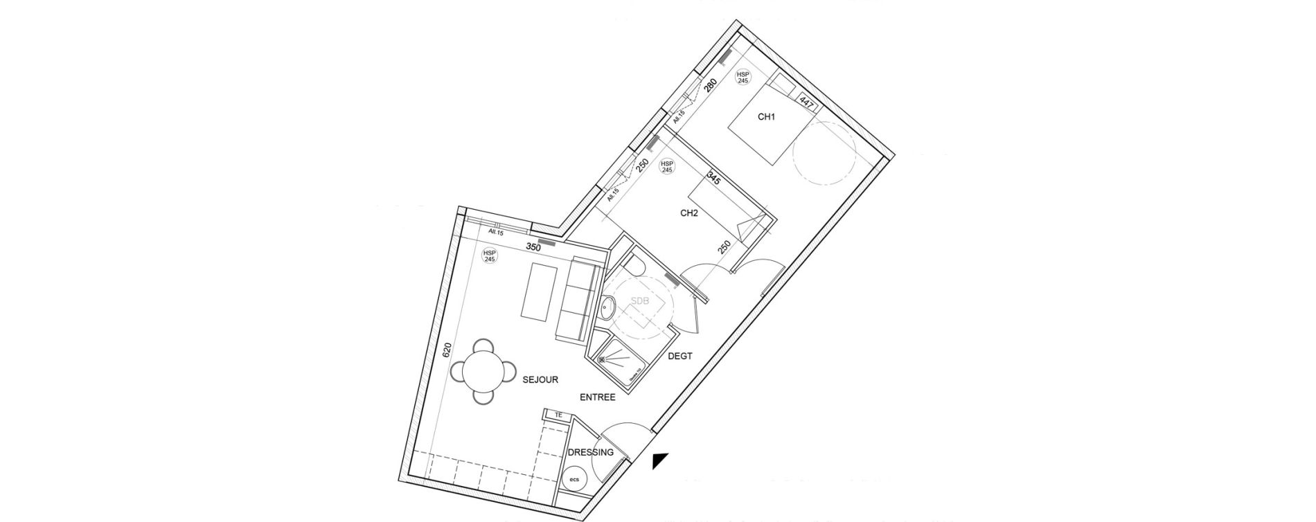 Appartement T3 de 57,47 m2 &agrave; Montigny-L&egrave;s-Cormeilles Village