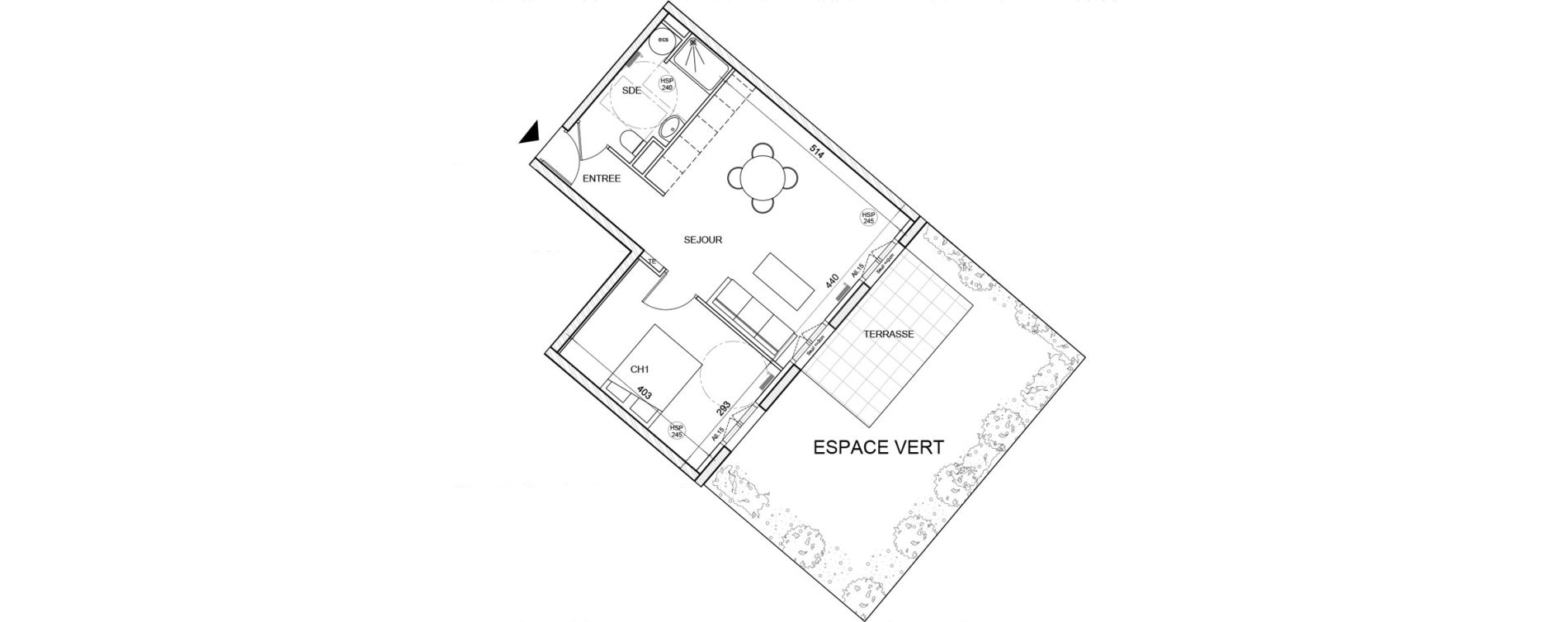 Appartement T2 de 41,81 m2 &agrave; Montigny-L&egrave;s-Cormeilles Village