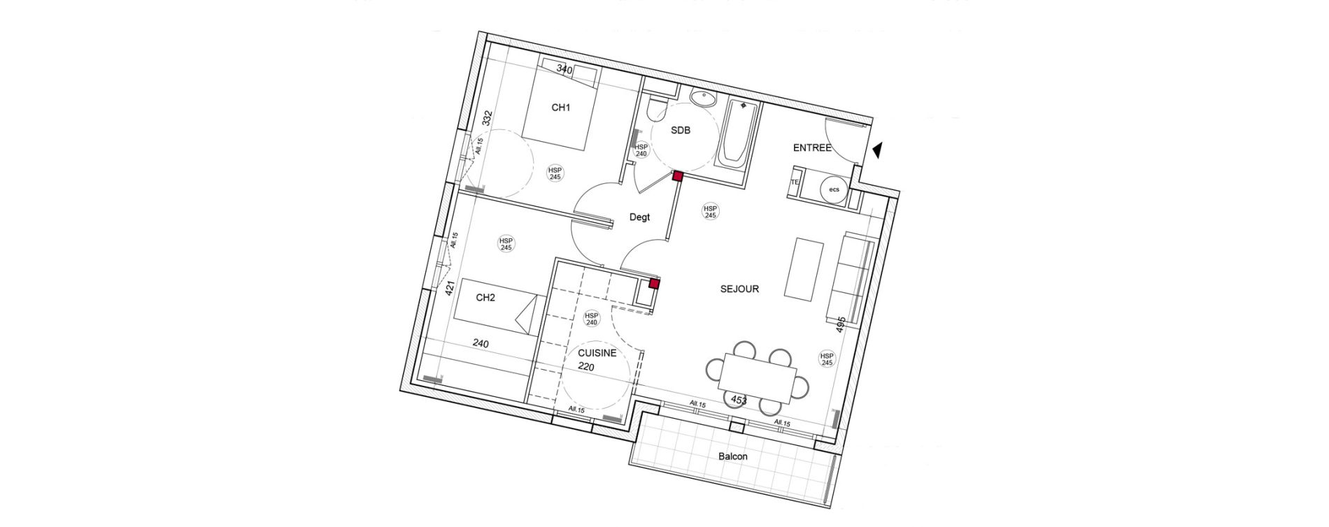 Appartement T3 de 63,31 m2 &agrave; Montigny-L&egrave;s-Cormeilles Village
