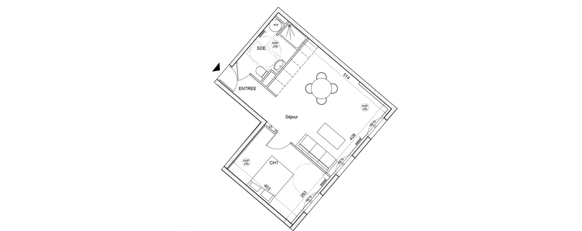 Appartement T2 de 41,81 m2 &agrave; Montigny-L&egrave;s-Cormeilles Village